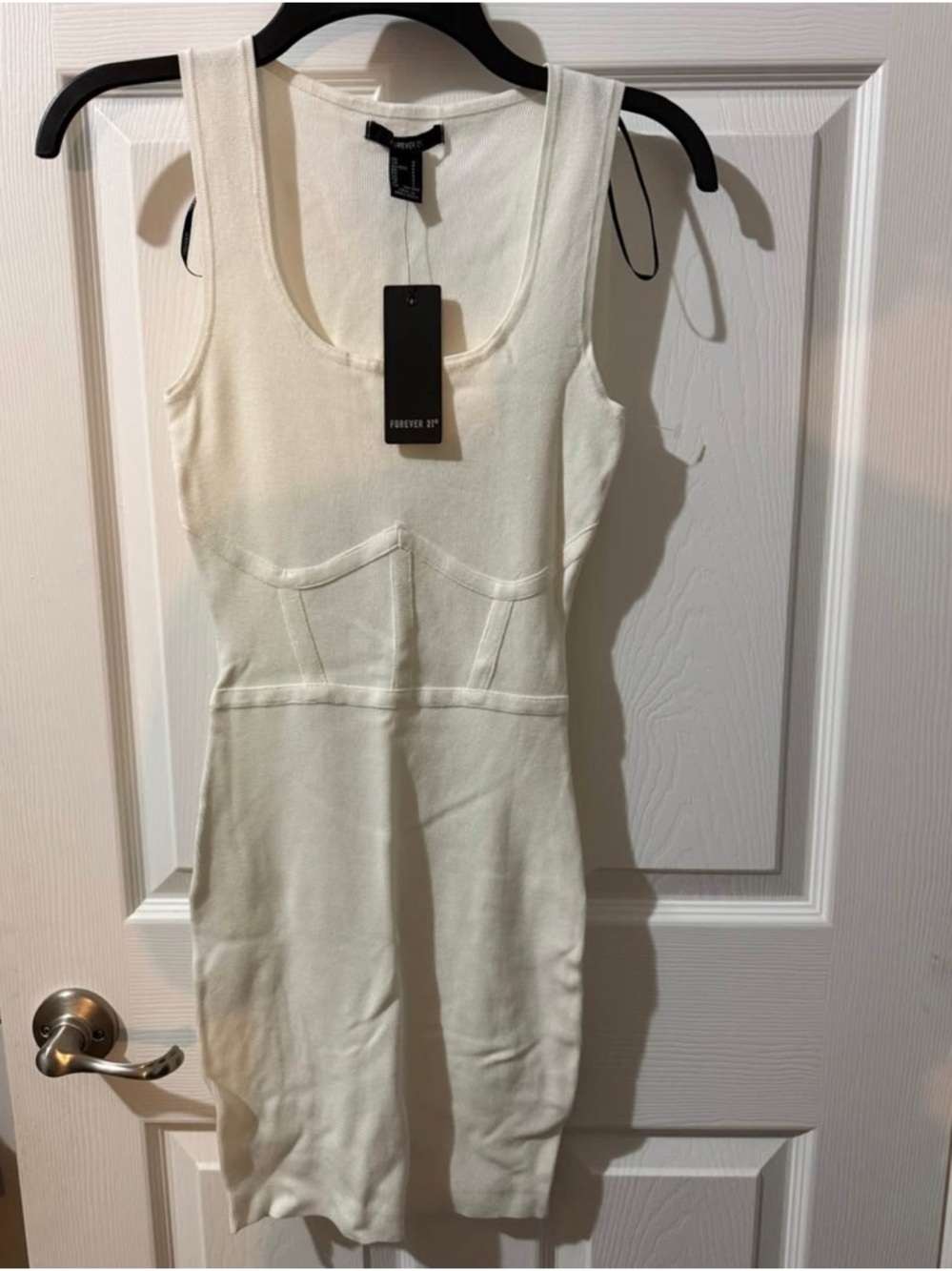 Forever 21 Off-White Ribbed Tank Bodycon Dress